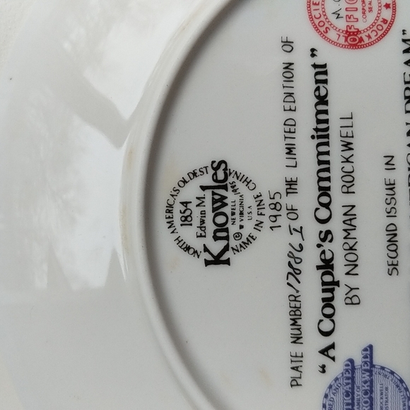 Rockwell's American Dream A Couple's Commitment Collectors Plate numbered EUC! - Picture 11 of 14